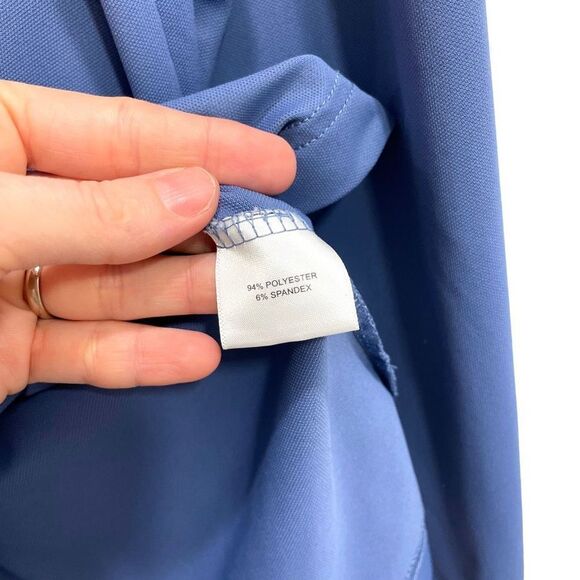 Peter Millar Solid Stretch Jersey Long Sleeve Polo Sz L blue - Picture 7 of 7